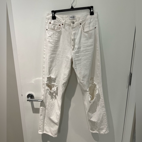 Agolde 90’s Pinch High Waist Straight Leg Organic Cotton Jeans - White Size 27 - Picture 2 of 3